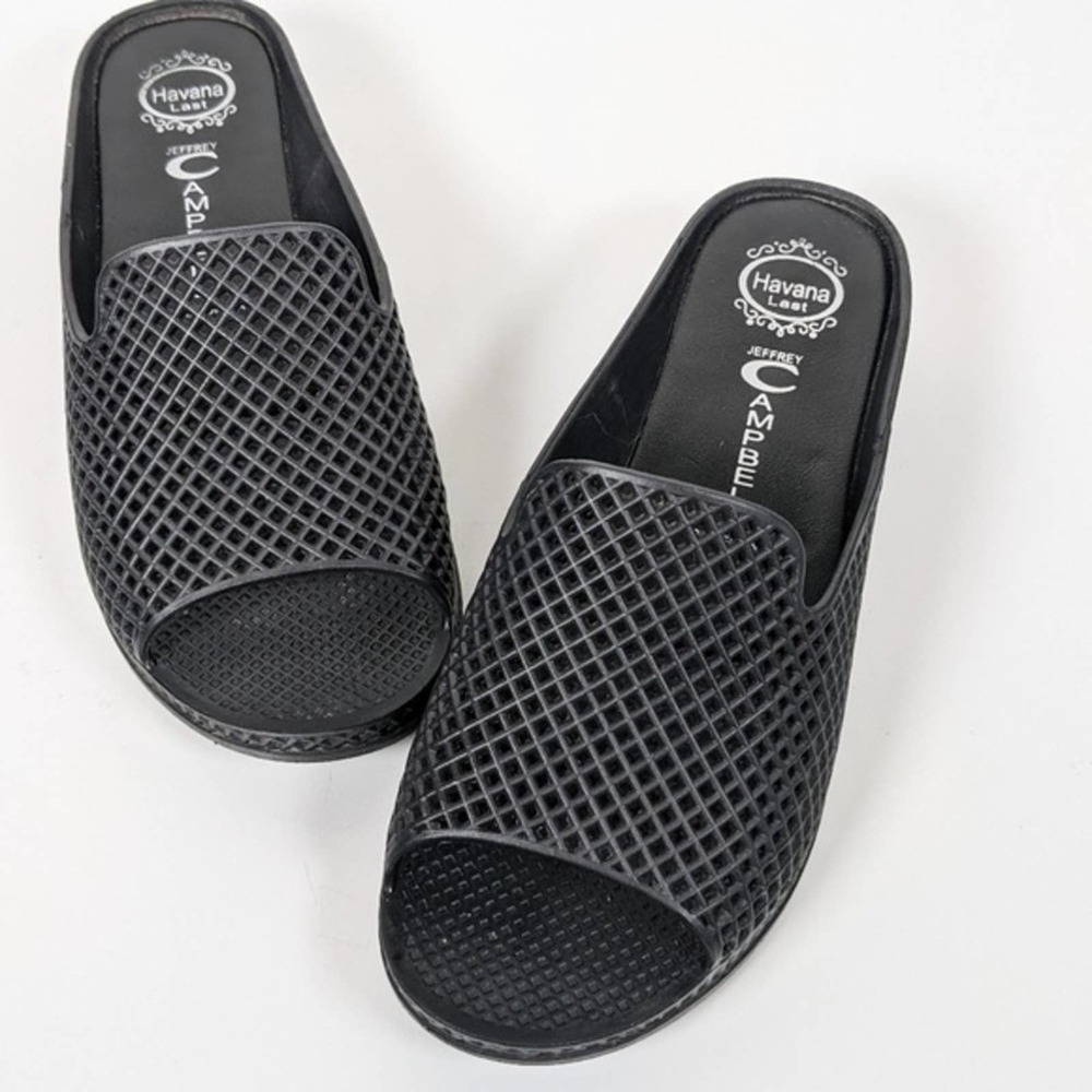Jeffrey Campbell Black Netting Slip On Platform Slides Size 8